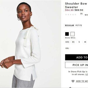 COPY - Ann Taylor Shoulder Bow Boatneck Sweater white S